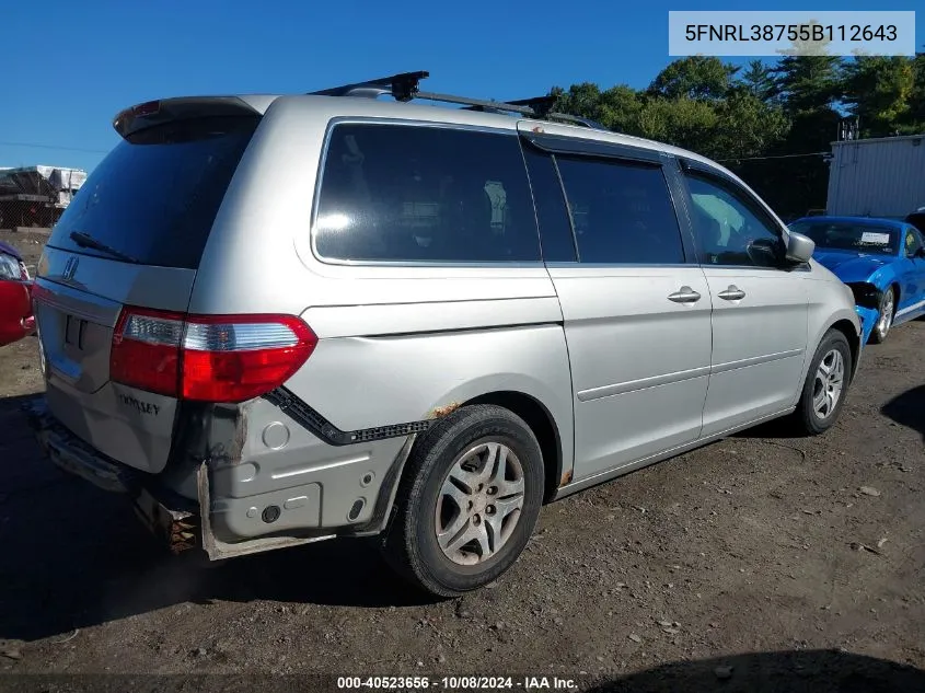 2005 Honda Odyssey Exl VIN: 5FNRL38755B112643 Lot: 40523656