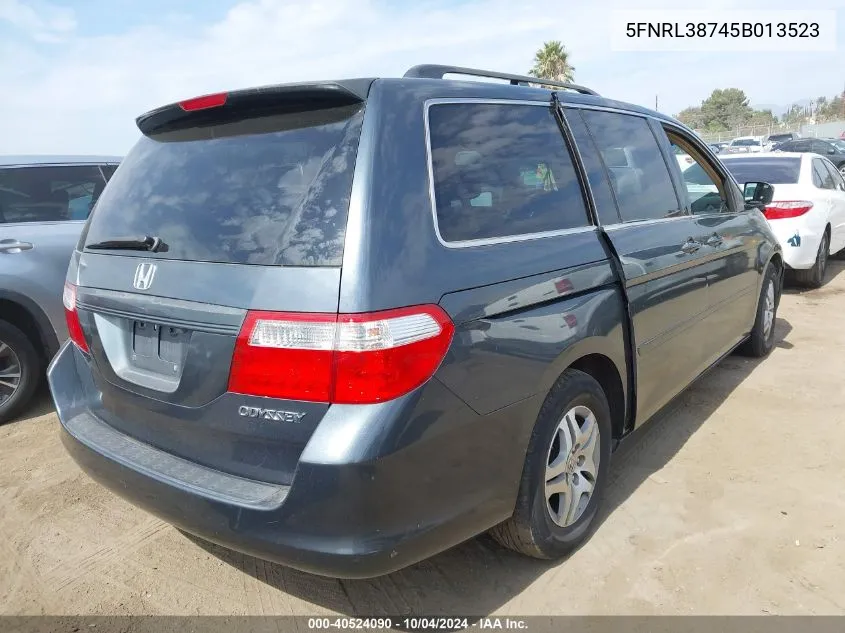 2005 Honda Odyssey Ex-L VIN: 5FNRL38745B013523 Lot: 40524090