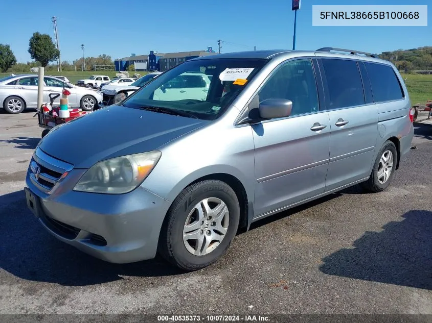 2005 Honda Odyssey Ex-L VIN: 5FNRL38665B100668 Lot: 40535373