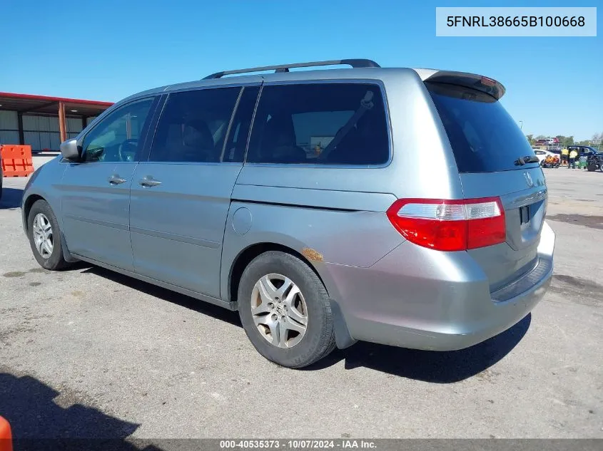 2005 Honda Odyssey Ex-L VIN: 5FNRL38665B100668 Lot: 40535373