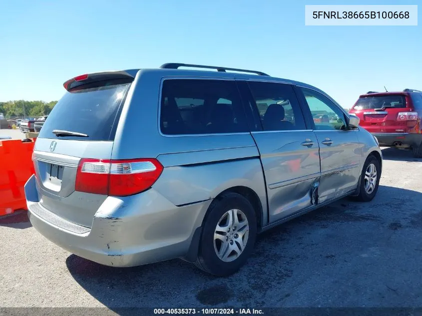 2005 Honda Odyssey Ex-L VIN: 5FNRL38665B100668 Lot: 40535373