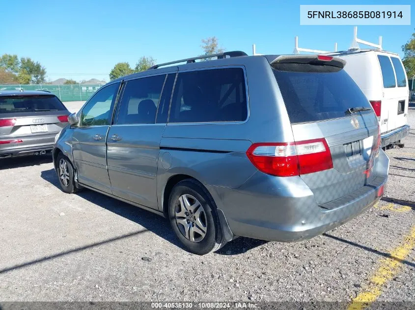 2005 Honda Odyssey Ex-L VIN: 5FNRL38685B081914 Lot: 40536130