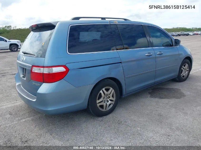 5FNRL38615B125414 2005 Honda Odyssey Ex-L