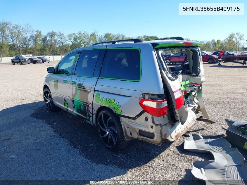 2005 Honda Odyssey Ex-L VIN: 5FNRL38655B409175 Lot: 40550220