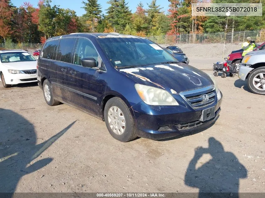 2005 Honda Odyssey Lx VIN: 5FNRL38255B072018 Lot: 40559207