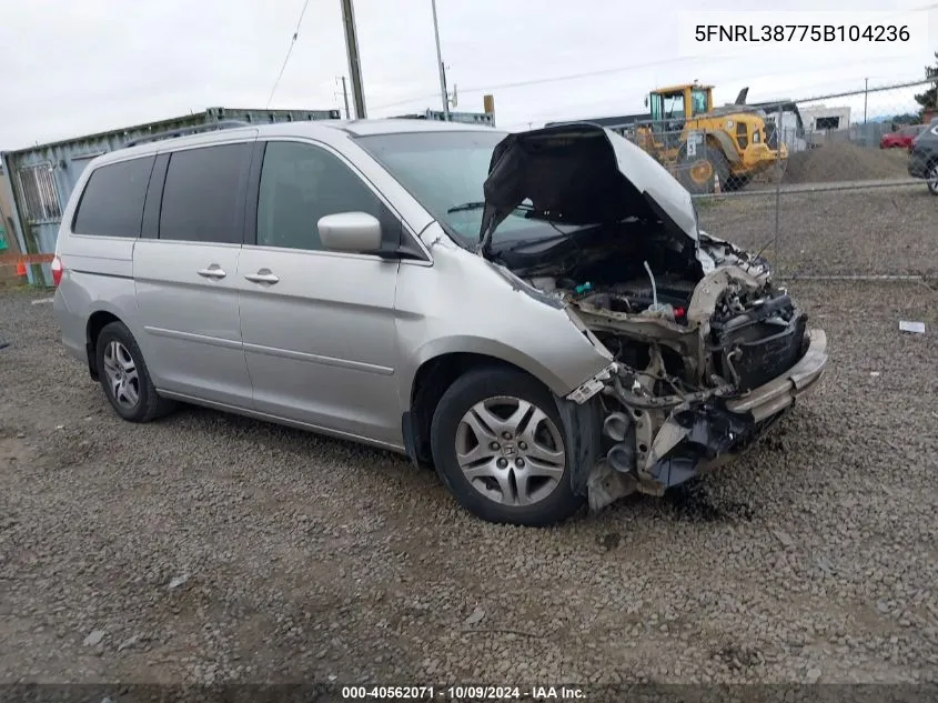 2005 Honda Odyssey Exl VIN: 5FNRL38775B104236 Lot: 40562071