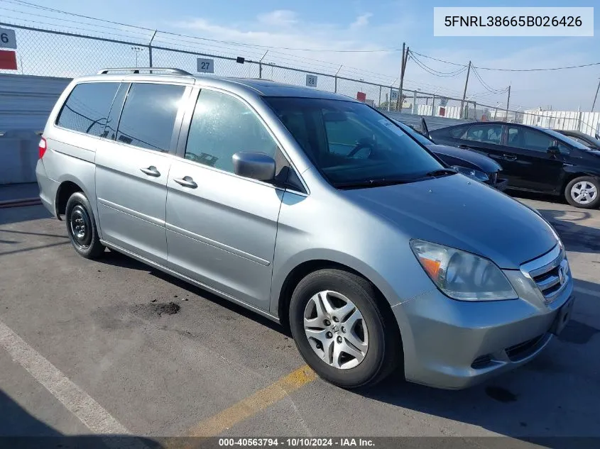 5FNRL38665B026426 2005 Honda Odyssey Ex-L