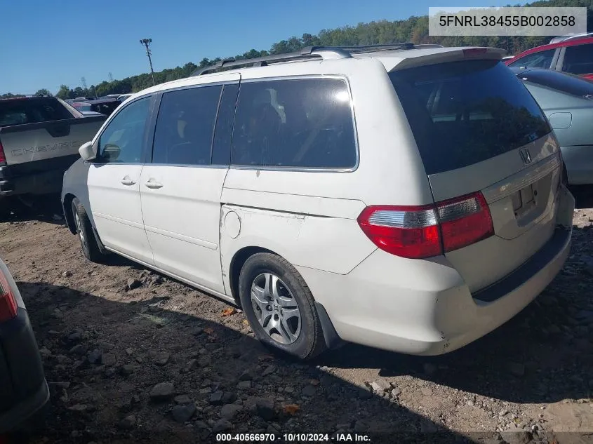 2005 Honda Odyssey Ex VIN: 5FNRL38455B002858 Lot: 40566970