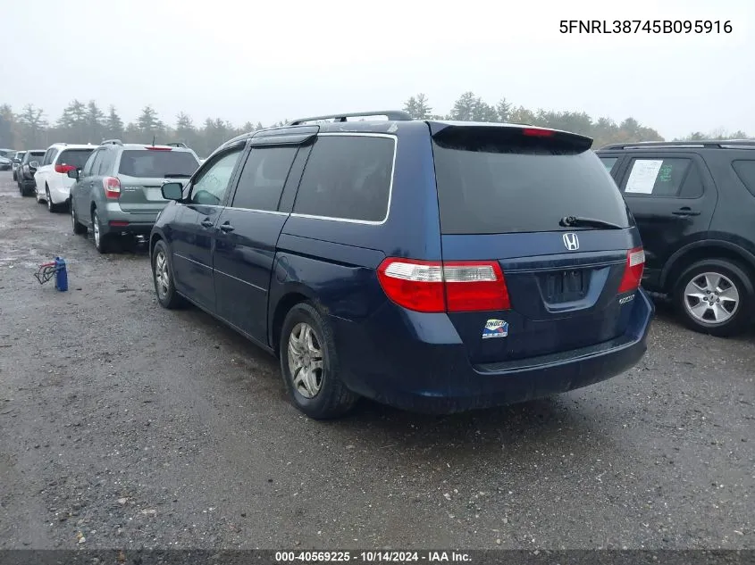 2005 Honda Odyssey Exl VIN: 5FNRL38745B095916 Lot: 40569225