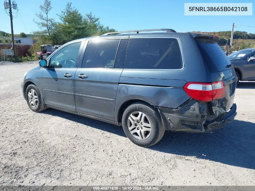 2005 Honda Odyssey Ex-L VIN: 5FNRL38665B042108 Lot: 40571636