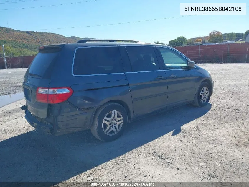 2005 Honda Odyssey Ex-L VIN: 5FNRL38665B042108 Lot: 40571636