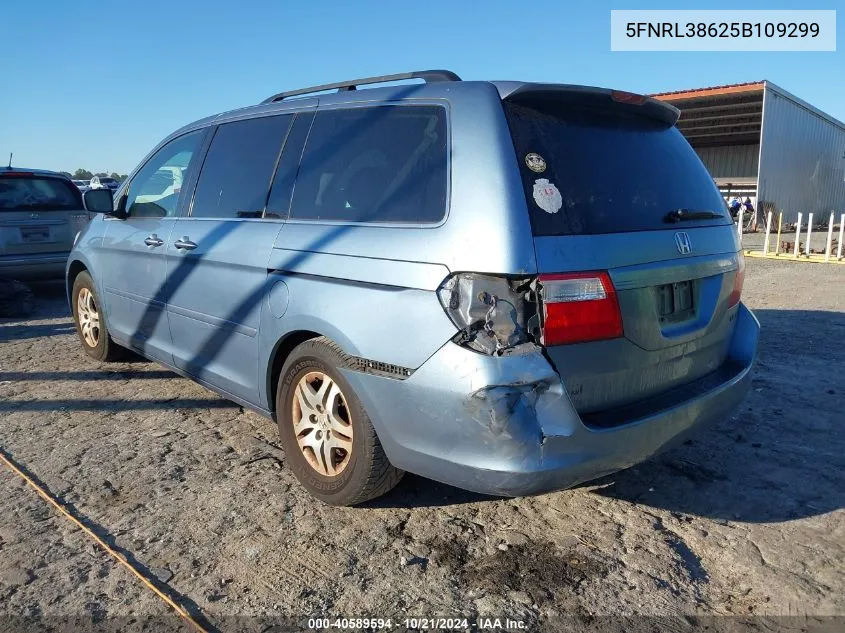 2005 Honda Odyssey Exl VIN: 5FNRL38625B109299 Lot: 40589594