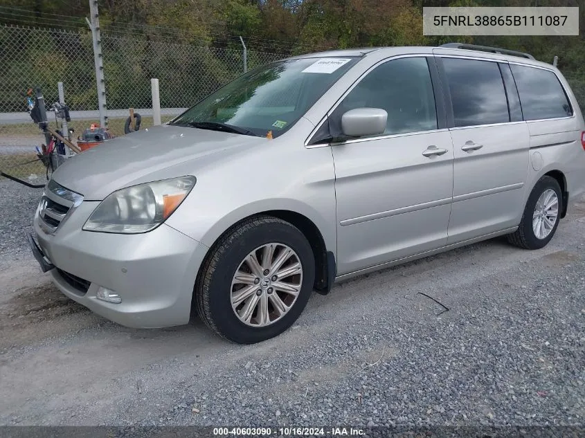 2005 Honda Odyssey Touring VIN: 5FNRL38865B111087 Lot: 40603090