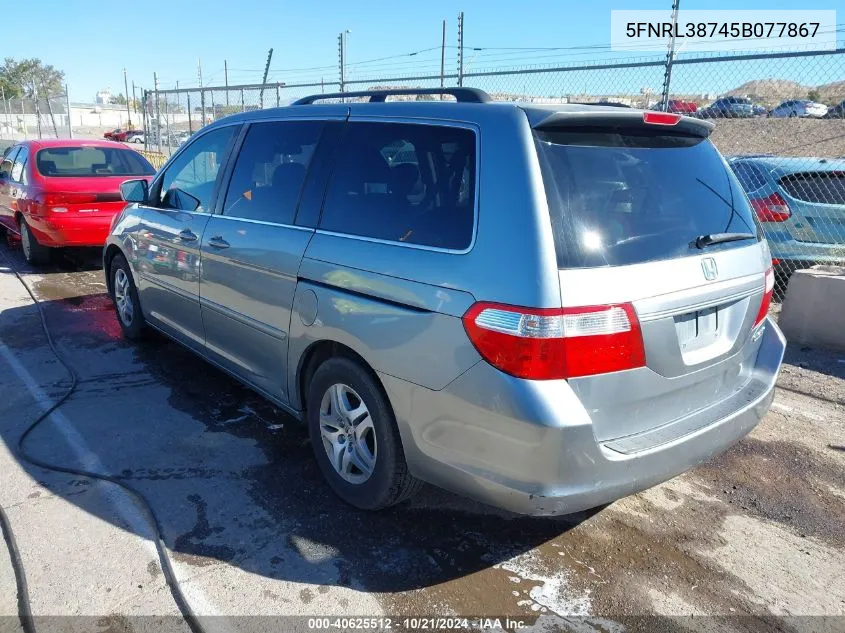 2005 Honda Odyssey Ex-L VIN: 5FNRL38745B077867 Lot: 40625512