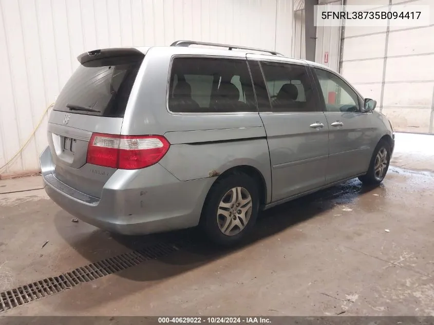 5FNRL38735B094417 2005 Honda Odyssey Ex-L