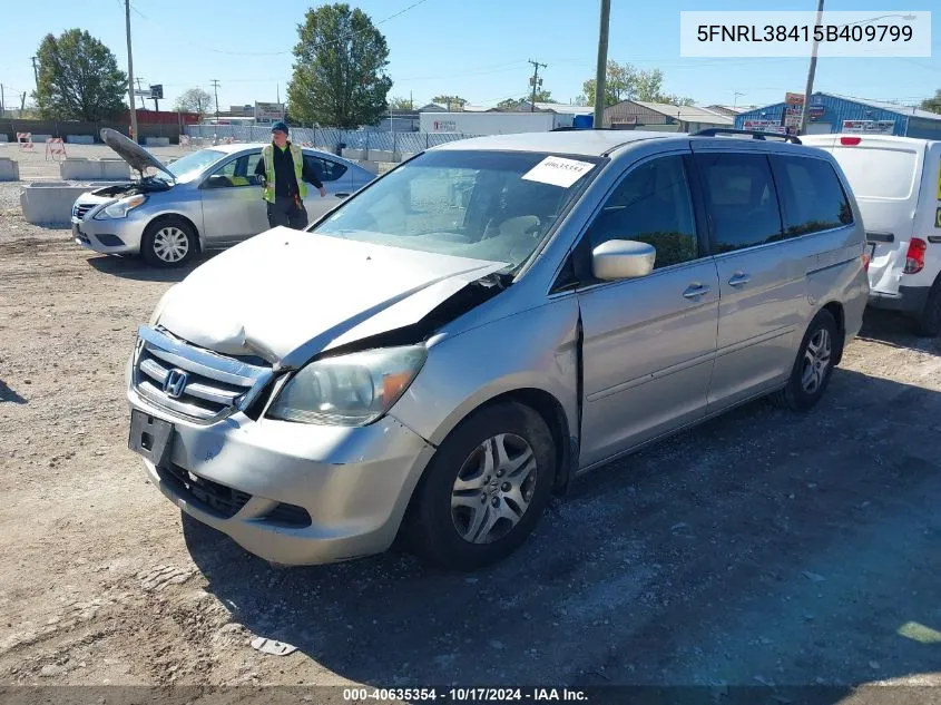 2005 Honda Odyssey Ex VIN: 5FNRL38415B409799 Lot: 40635354