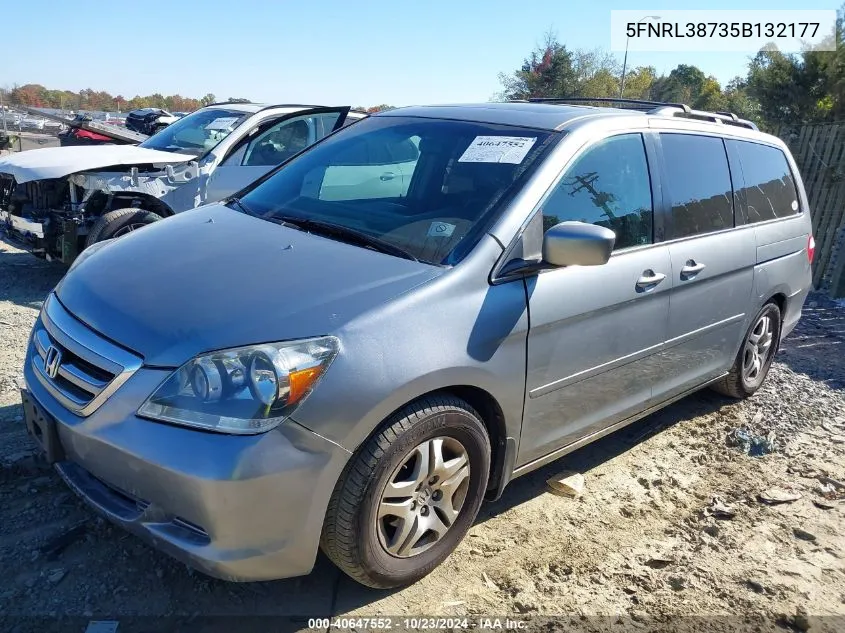 2005 Honda Odyssey Ex-L VIN: 5FNRL38735B132177 Lot: 40647552