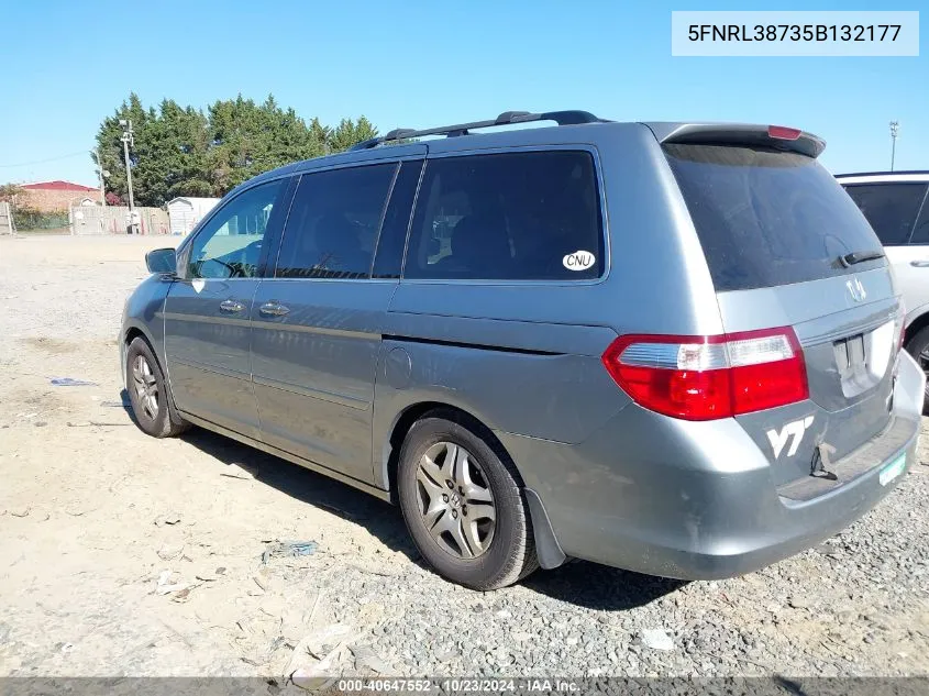 2005 Honda Odyssey Ex-L VIN: 5FNRL38735B132177 Lot: 40647552