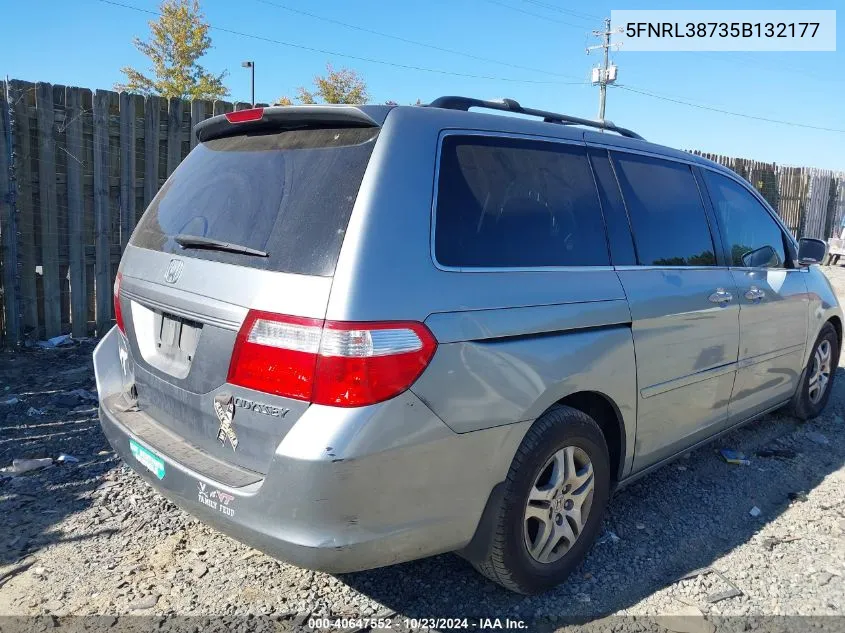 2005 Honda Odyssey Ex-L VIN: 5FNRL38735B132177 Lot: 40647552