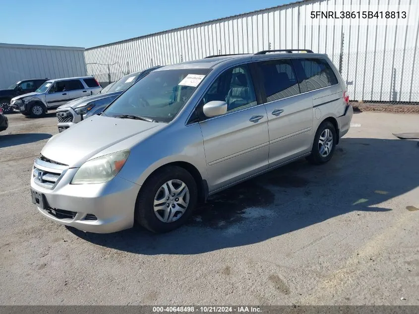 2005 Honda Odyssey Exl VIN: 5FNRL38615B418813 Lot: 40648498