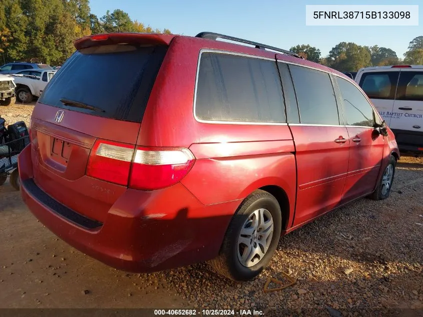 2005 Honda Odyssey Ex-L VIN: 5FNRL38715B133098 Lot: 40652682