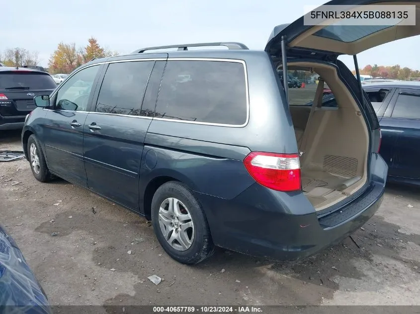 2005 Honda Odyssey Ex VIN: 5FNRL384X5B088135 Lot: 40657789