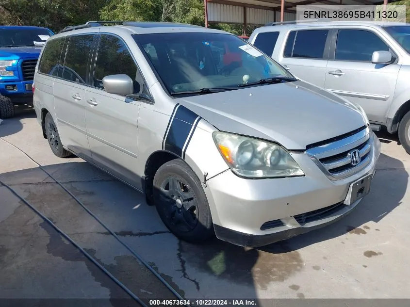 2005 Honda Odyssey Ex-L VIN: 5FNRL38695B411320 Lot: 40673634