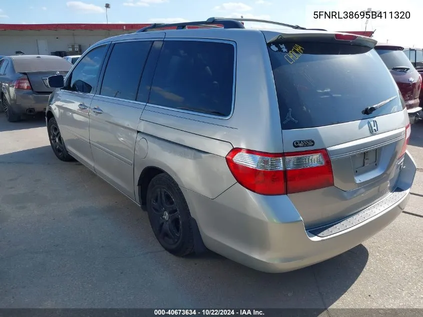 2005 Honda Odyssey Ex-L VIN: 5FNRL38695B411320 Lot: 40673634