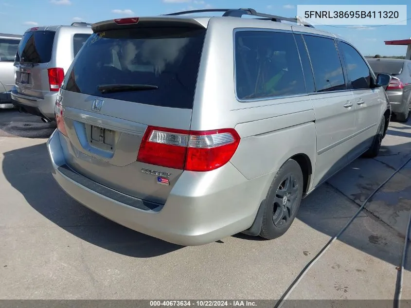 2005 Honda Odyssey Ex-L VIN: 5FNRL38695B411320 Lot: 40673634