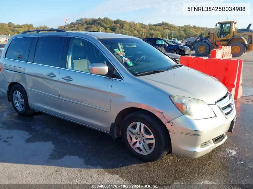 2005 Honda Odyssey Ex VIN: 5FNRL38425B034988 Lot: 40681176