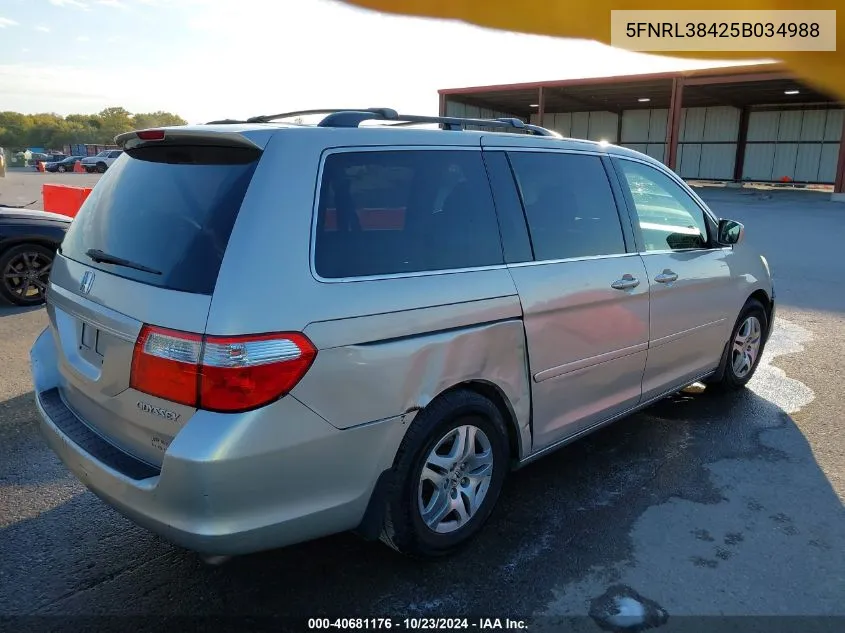 2005 Honda Odyssey Ex VIN: 5FNRL38425B034988 Lot: 40681176