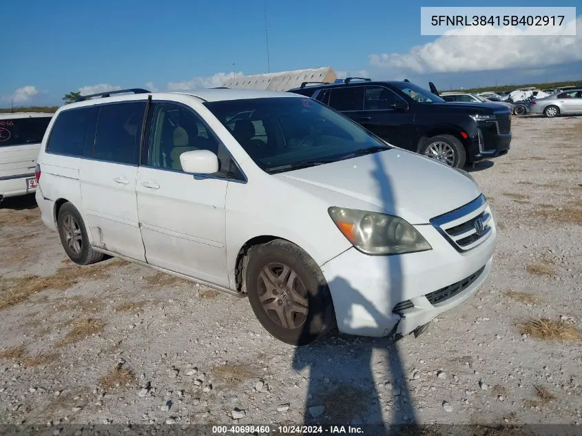 5FNRL38415B402917 2005 Honda Odyssey Ex