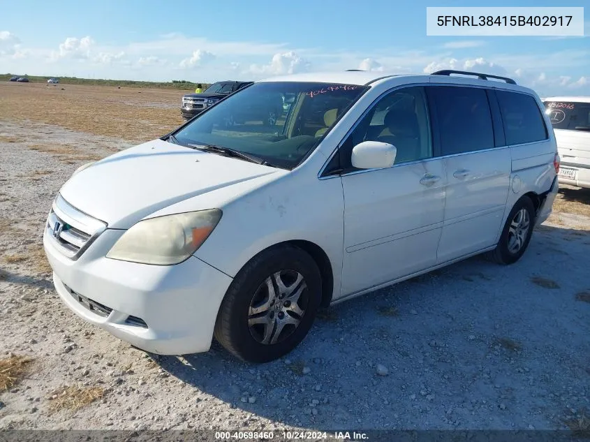 5FNRL38415B402917 2005 Honda Odyssey Ex