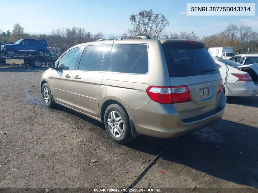 5FNRL38775B043714 2005 Honda Odyssey Ex-L