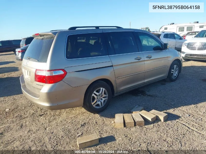 2005 Honda Odyssey Ex-L VIN: 5FNRL38795B064158 Lot: 40704146