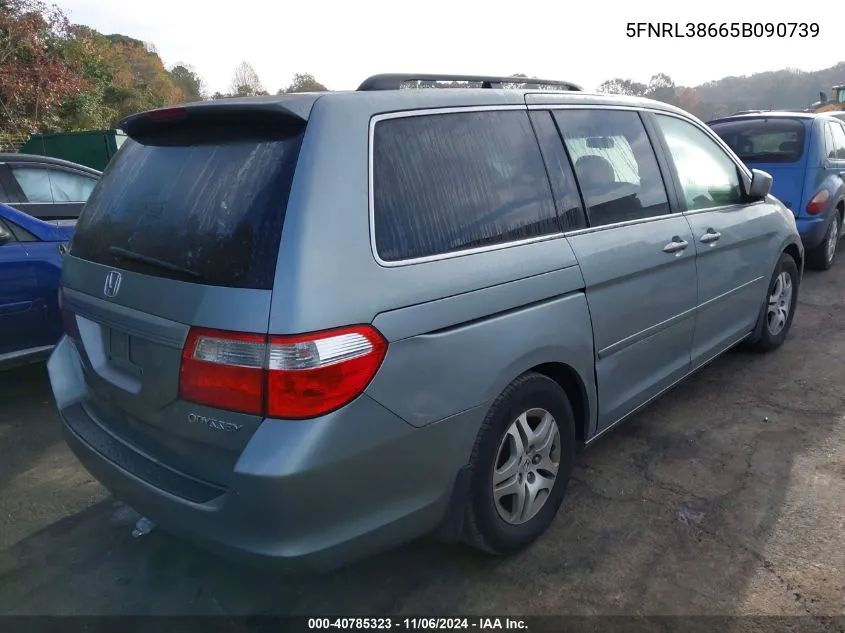 2005 Honda Odyssey Ex-L VIN: 5FNRL38665B090739 Lot: 40785323