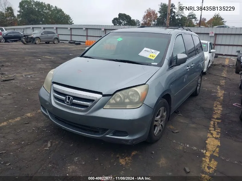 2005 Honda Odyssey Ex VIN: 5FNRL38435B135229 Lot: 40822877