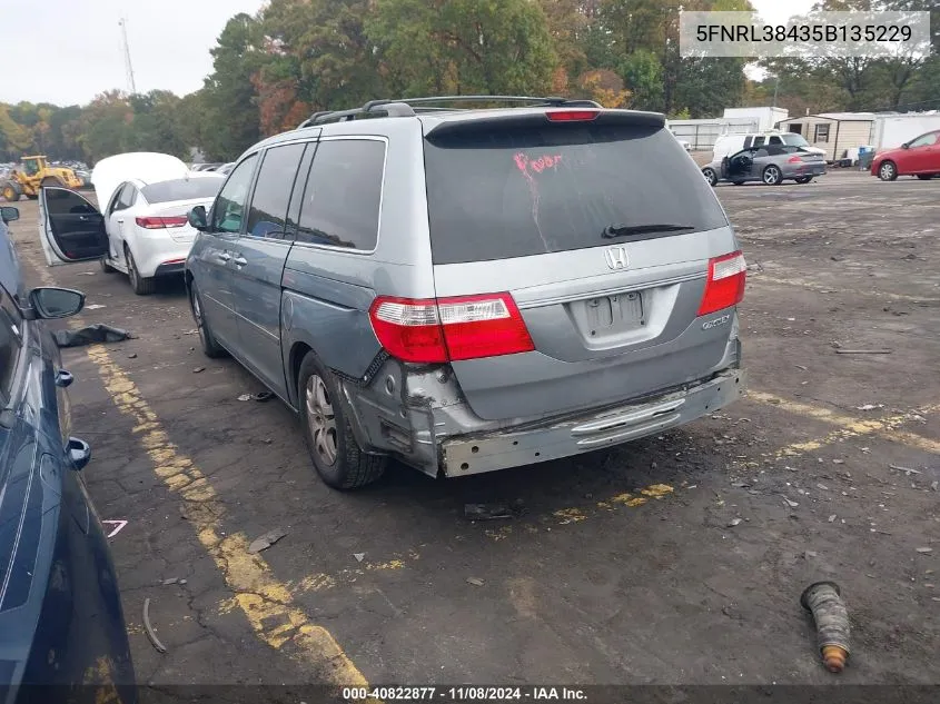 2005 Honda Odyssey Ex VIN: 5FNRL38435B135229 Lot: 40822877