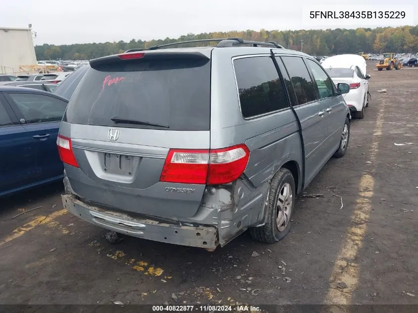 2005 Honda Odyssey Ex VIN: 5FNRL38435B135229 Lot: 40822877