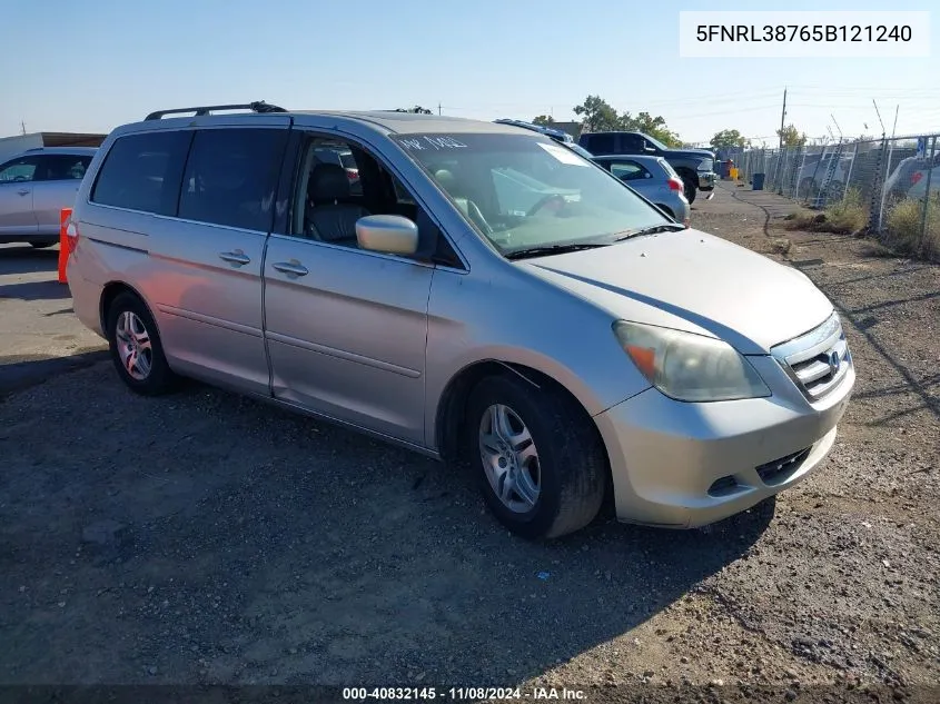 2005 Honda Odyssey Ex-L VIN: 5FNRL38765B121240 Lot: 40832145