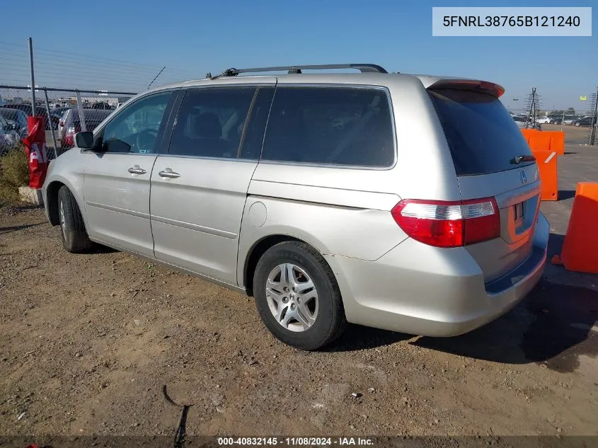 2005 Honda Odyssey Ex-L VIN: 5FNRL38765B121240 Lot: 40832145