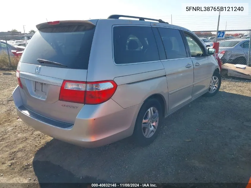 2005 Honda Odyssey Ex-L VIN: 5FNRL38765B121240 Lot: 40832145