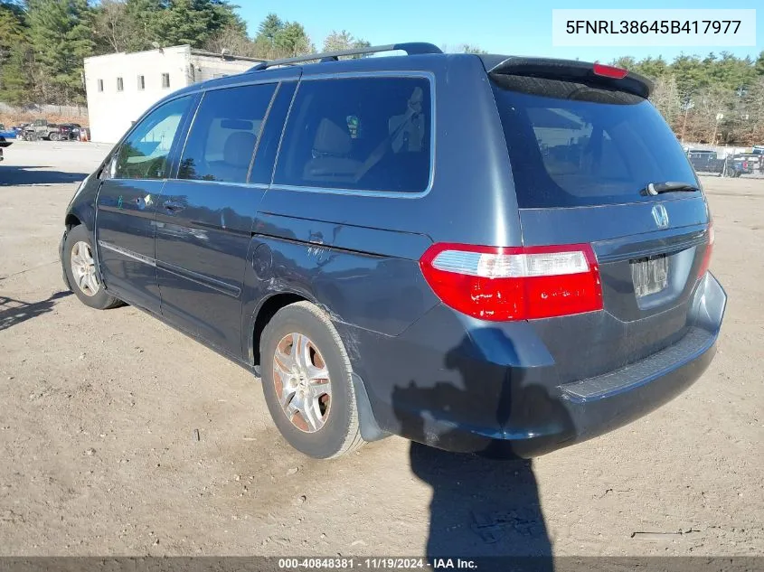 2005 Honda Odyssey Ex-L VIN: 5FNRL38645B417977 Lot: 40848381