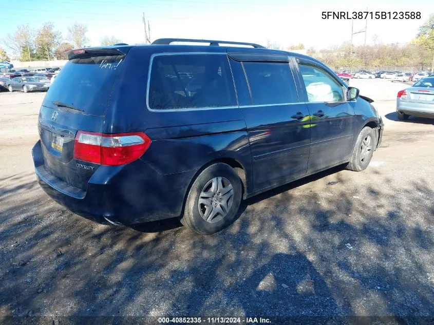 2005 Honda Odyssey Ex-L VIN: 5FNRL38715B123588 Lot: 40852335