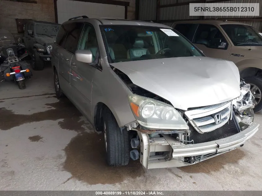 2005 Honda Odyssey Ex-L VIN: 5FNRL38655B012310 Lot: 40889199