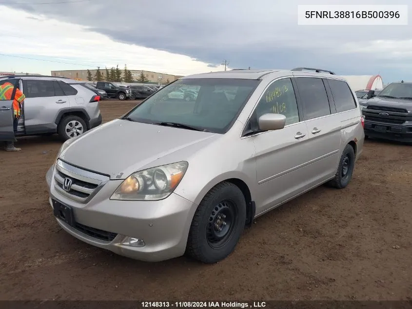 2006 Honda Odyssey VIN: 5FNRL38816B500396 Lot: 12148313