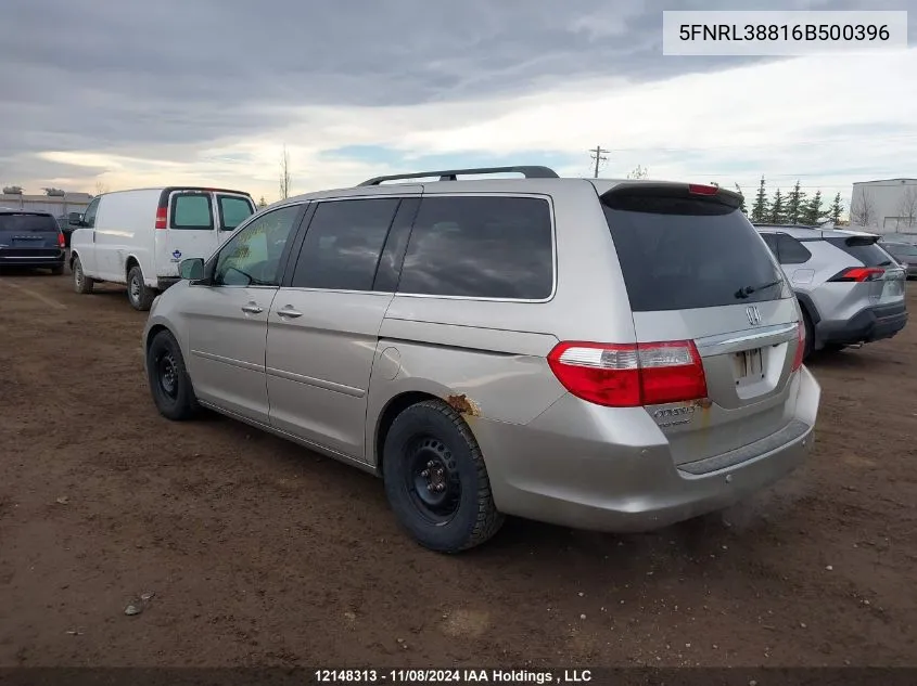 2006 Honda Odyssey VIN: 5FNRL38816B500396 Lot: 12148313