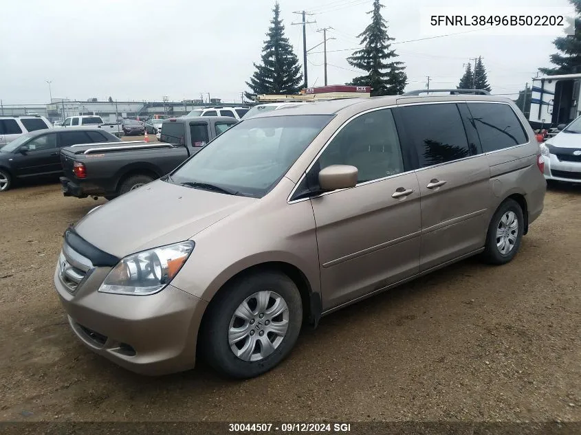 2006 Honda Odyssey Ex VIN: 5FNRL38496B502202 Lot: 30044507