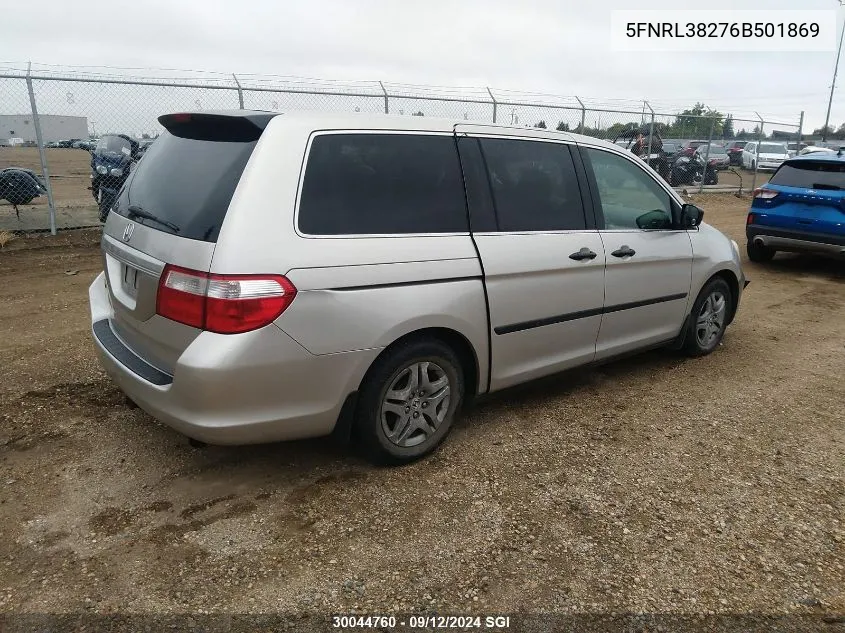 2006 Honda Odyssey VIN: 5FNRL38276B501869 Lot: 30044760