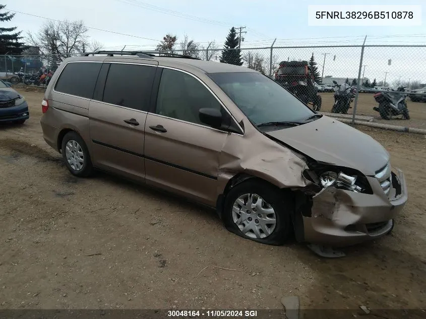 2006 Honda Odyssey Lx VIN: 5FNRL38296B510878 Lot: 30048164